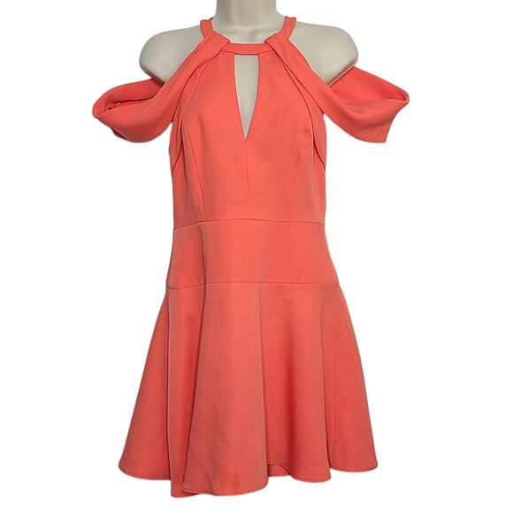 NEW BCBG MAXAZRIA SALLIE DRAPED CUOUT FIT-AND-FLARE DRESS Size 4 Orange - Picture 1 of 5